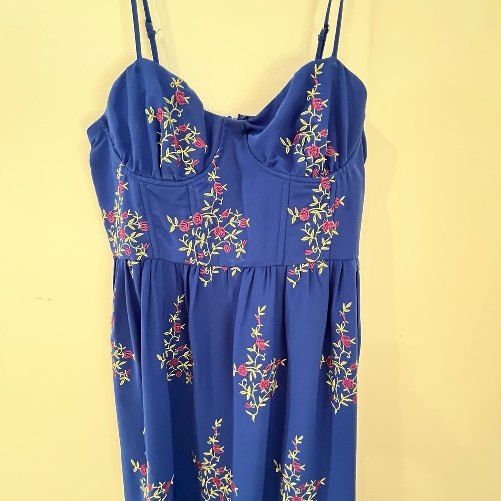 Betsey‎ Johnson Floral Bustier Corset Tiered Midi Dress size 8 embroidered